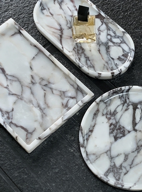 轻奢天然大理石托盘首饰装饰摆件
