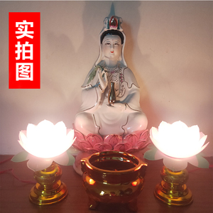 白玉观音菩萨佛像家用客厅坐莲陶瓷南海观世音菩萨像居家供奉摆件