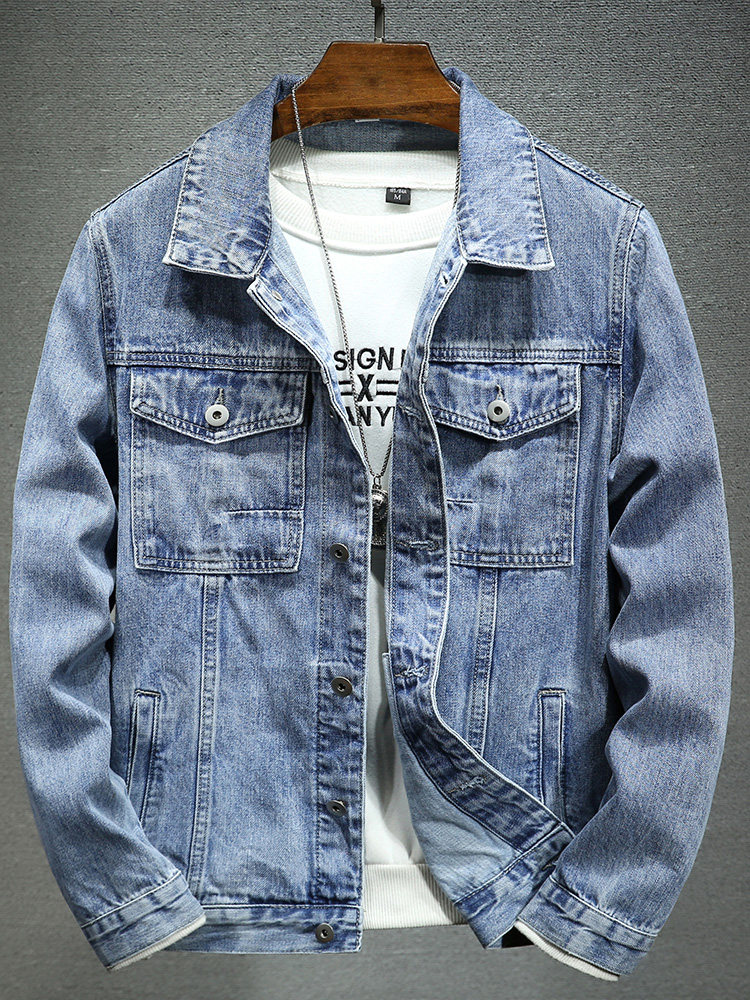 牛仔外套男士2025年春季修身潮牌翻领高级感春秋款休闲潮流夹克男
