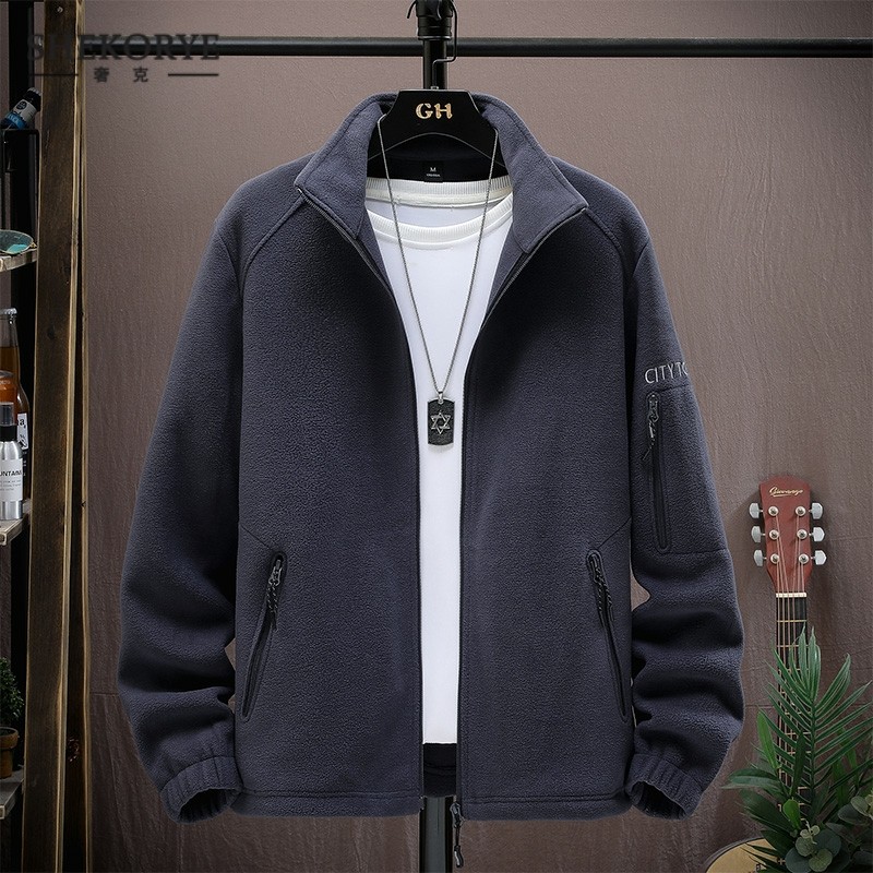 立领摇粒绒开衫夹克男秋冬季加厚颗粒绒休闲外套潮流男士冬装上衣,男装,夹克,淘宝优惠券,粉丝福利购,淘宝优惠卷