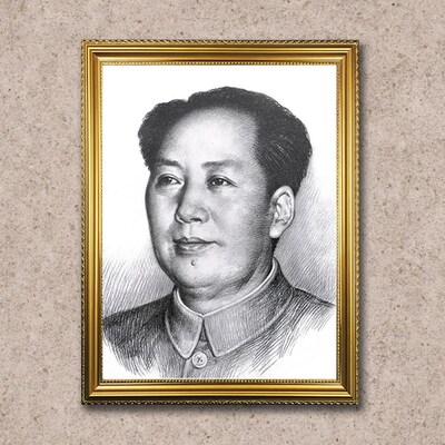毛主席伟人素描玄关墙壁装饰画