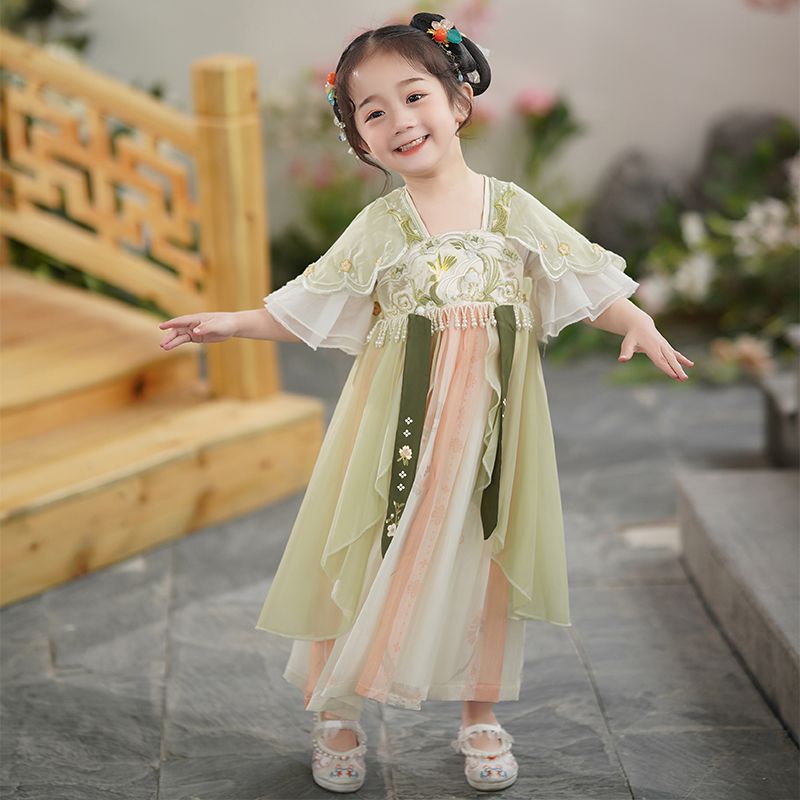汉服女童春夏古风连衣裙唐装儿童超仙古装襦裙公主裙六一演出服