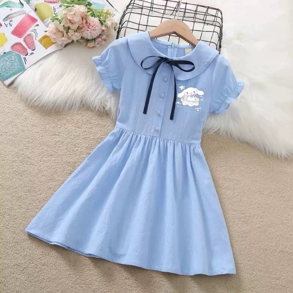 2026新款玉桂狗女童连衣裙儿童夏装裙子洋气学院风棉质薄款短袖裙