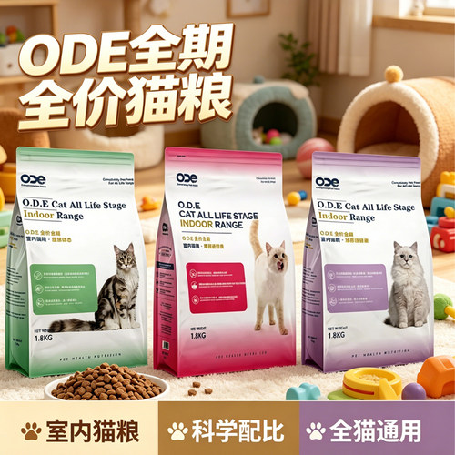 ODE欧帝亿全价全期室内猫粮双拼主食冻干生骨肉幼猫成猫通用包邮