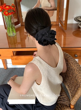 FromSheep~韩系黑色慵懒风大肠发圈女扎马尾复古波点发圈头花发饰