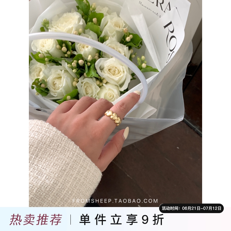 FromSheep氛围感S925爱心戒指