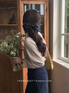 FromSheep黑色蝴蝶结头饰女网红气质后脑勺弹簧夹大号发夹子发饰