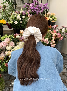 FromSheep~超大白色蕾丝大肠发圈女2025新款头花丸子头绑头绳发饰