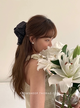FromSheep~黑色波点蝴蝶结发夹女高级感头花头饰后脑勺半扎发抓夹