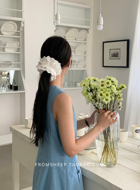 FromSheep~白色重工蕾丝大肠发圈女高级感扎头绳法式气质头花发饰