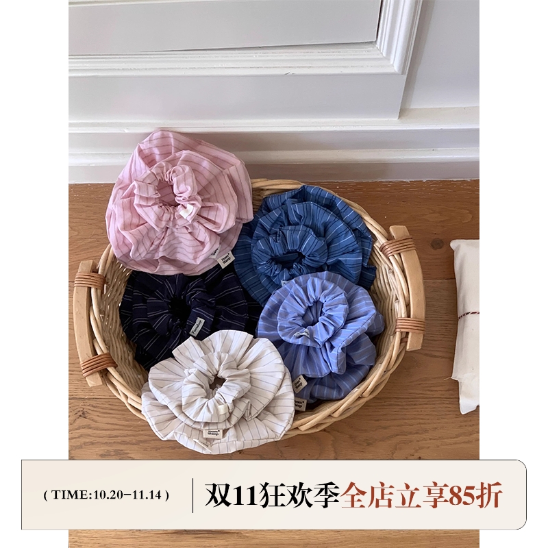 FromSheep~韩系粉色条纹大肠发圈