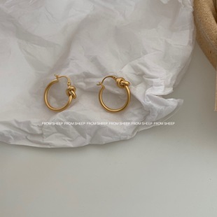 925银针韩国东大门打结耳环女气质简约网红ins耳饰爆款 设计感小众