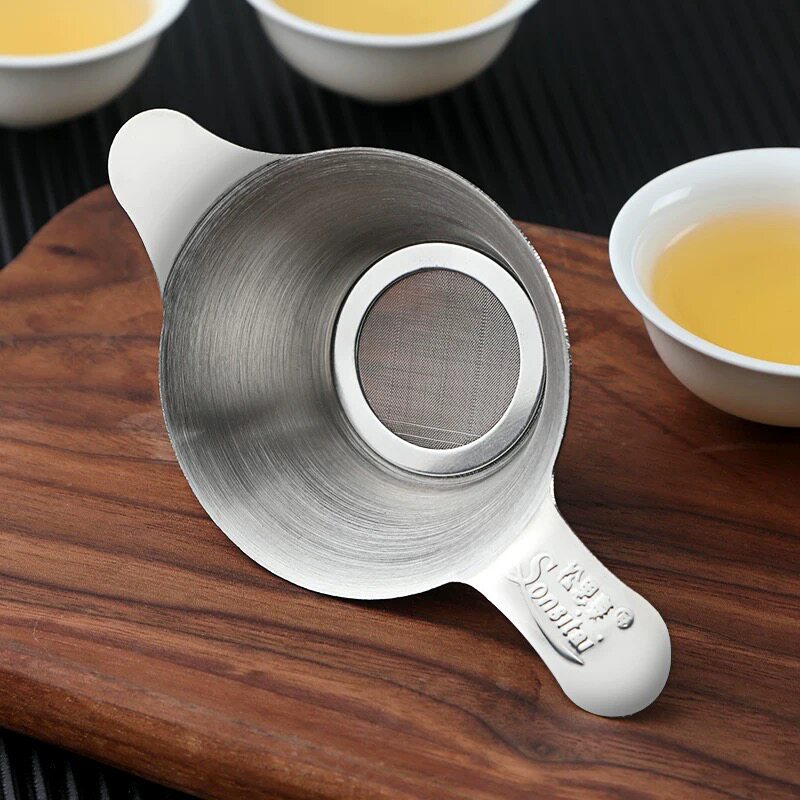 招财猫不锈钢茶漏茶滤网滤茶渣茶盘杯托茶漏架过滤器公杯茶具配件