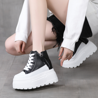 小个子厚底内增高8cm高帮鞋女