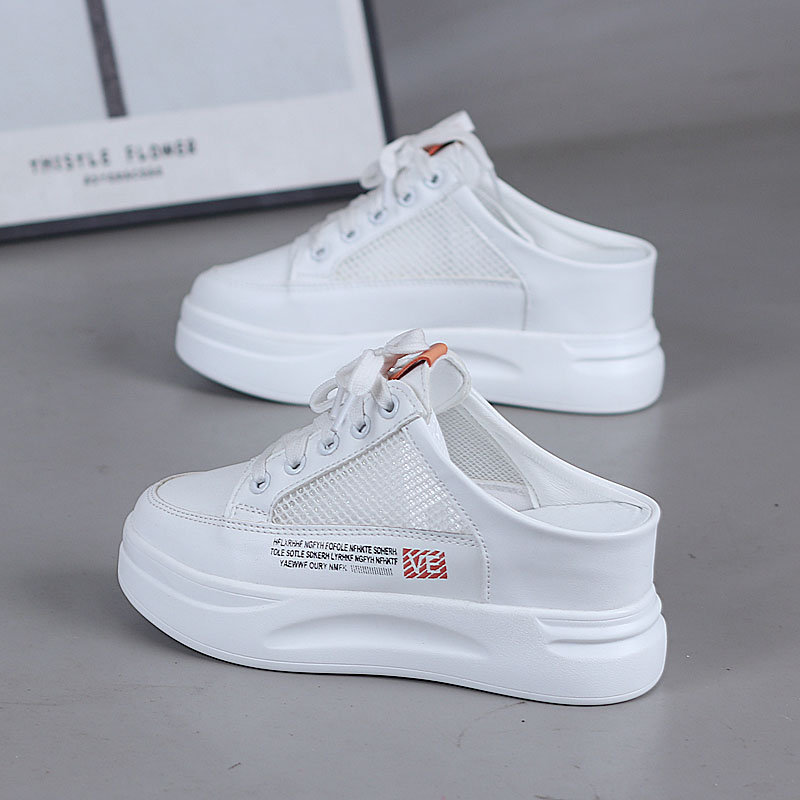 厚底网纱透气女包头半拖