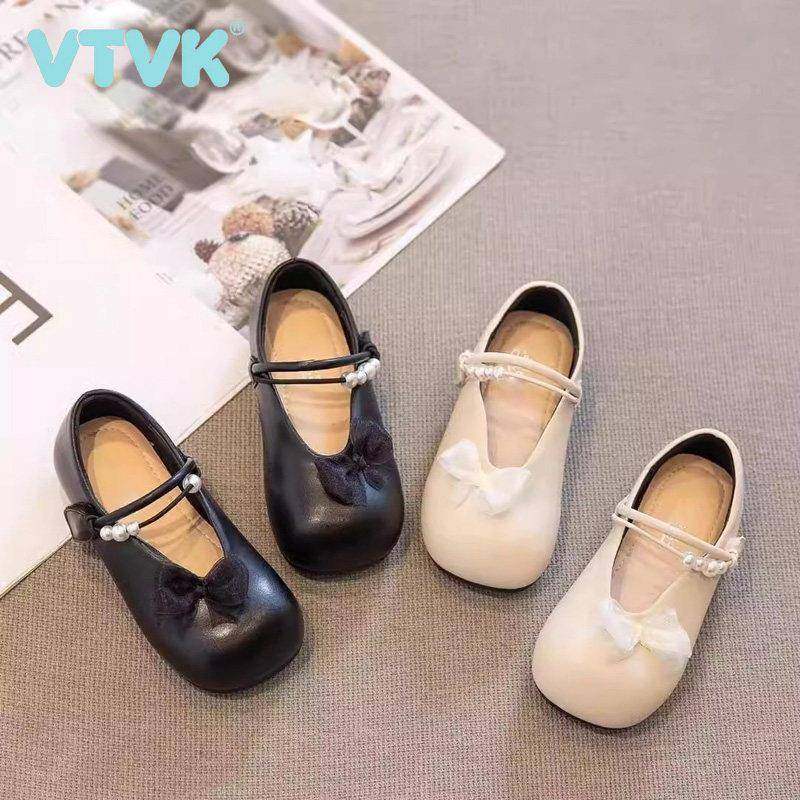 VTVK女童皮鞋公主鞋2025新款软底春秋浅口单鞋儿童平底时尚豆豆鞋