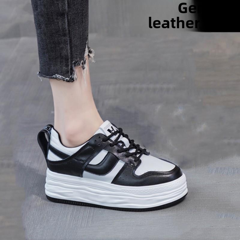 明星爆款厚底女鞋内增高8CM舒适真皮小白鞋2020春季新品休闲板鞋