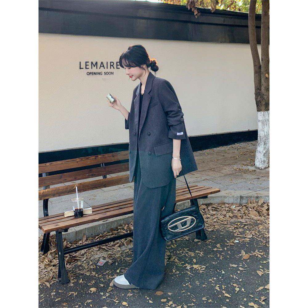 Coex Mall 首尔 ◆午后街头！韩国气质灰色西装套装女职业两件套