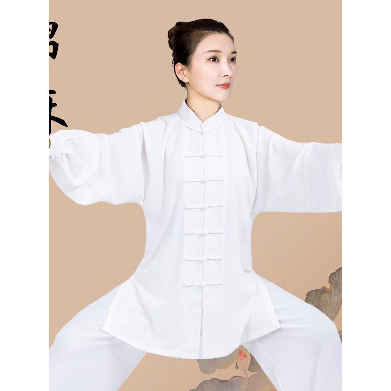 香港太极服女新款透气棉麻武术表演太极拳练功服男八段锦春夏套装