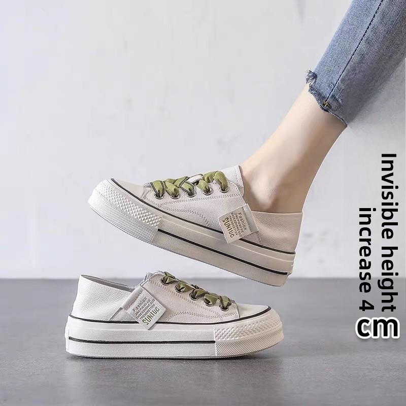 香港真皮双穿白女鞋2025春秋季新款帆布鞋平底鞋街头风格百搭透气