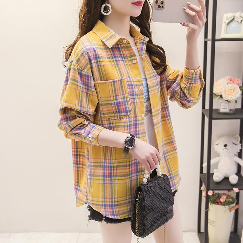 欧洲站格子衬衫女设计感小众2025年新款春秋冬季宽松韩版长袖外套