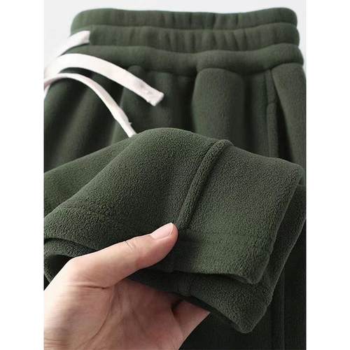 Mostarsea~重磅双面奥粒绒束脚裤男秋冬加绒加厚宽松保暖直筒长裤