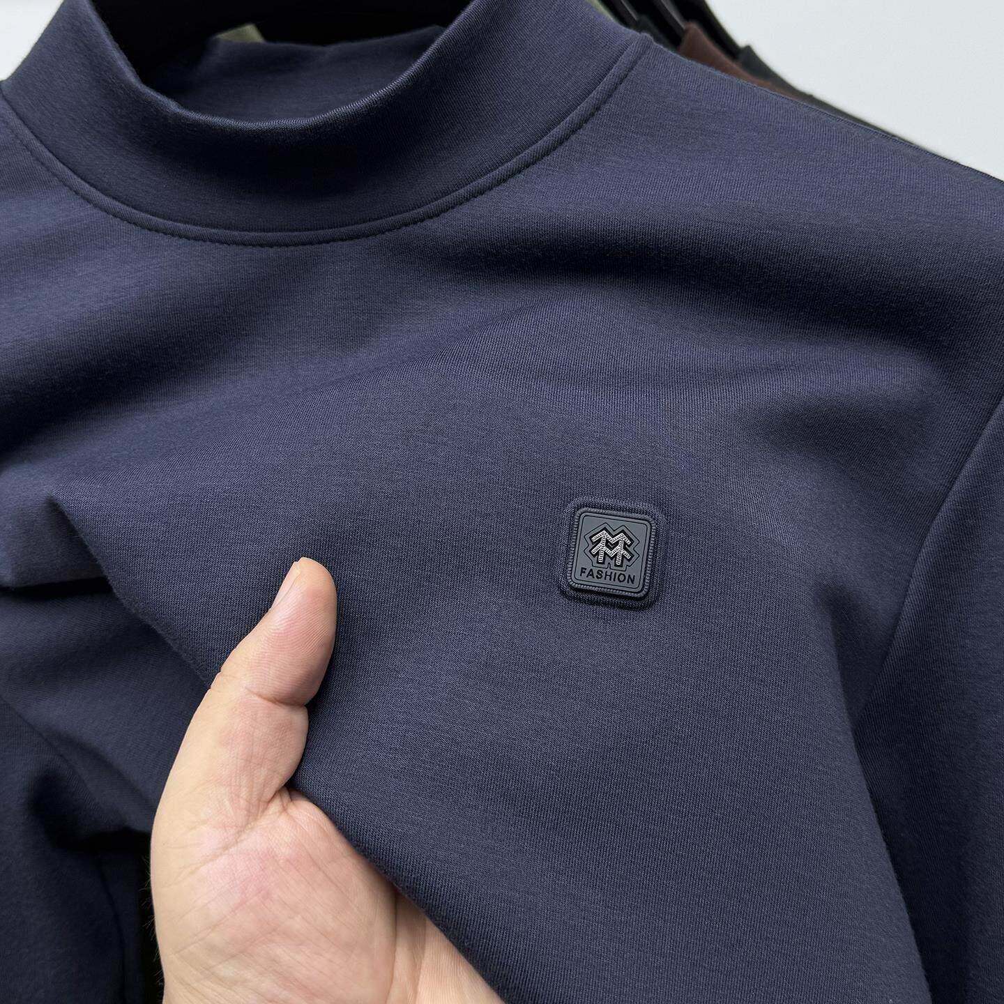 Mostarsea~单面绒半高领打底衫男士秋冬磨毛长袖内搭保暖上衣T恤