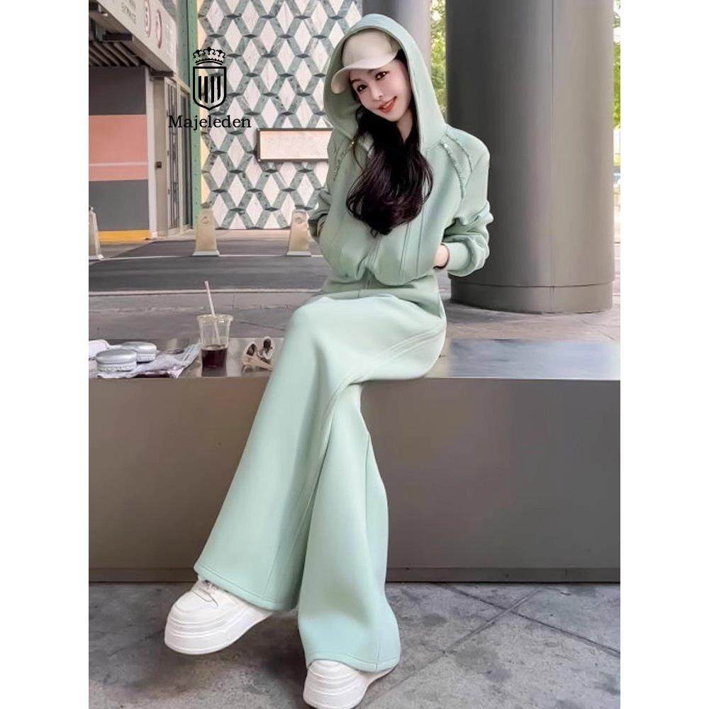 正品2025秋冬新款休闲运动套装女加绒新款高级感卫衣阔腿裤两件套