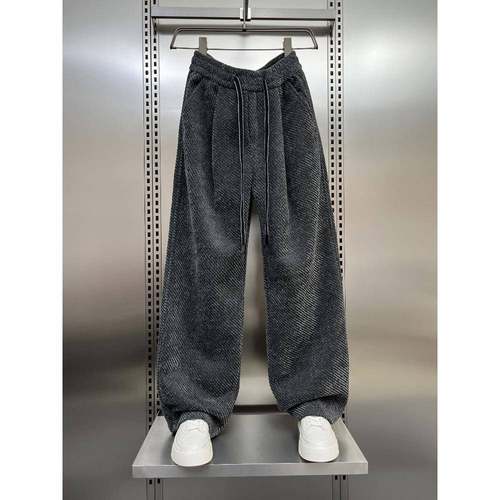 MAROLIO~立体剪裁！秋季雪尼尔阔腿裤男潮牌宽松覆古垂感哈伦长裤