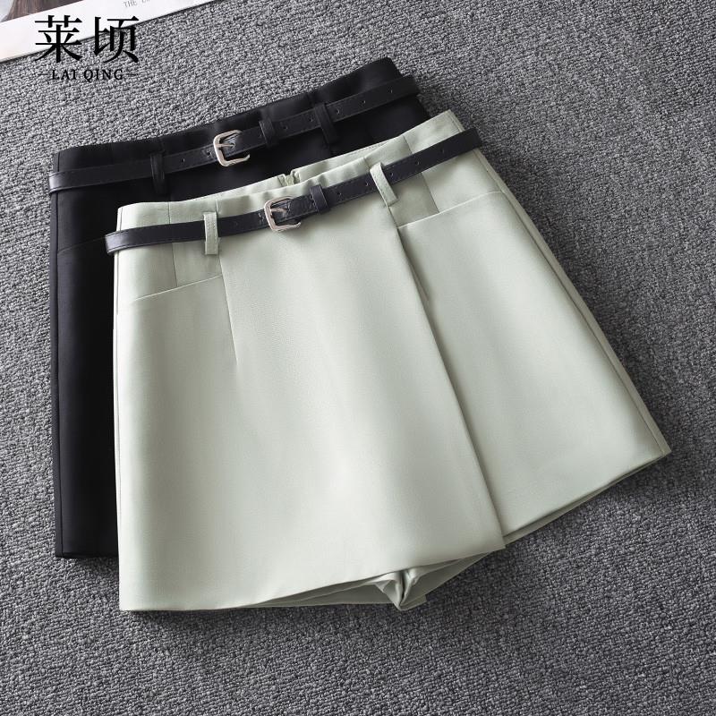 专柜高级A字西装裙裤女夏短裤新款外穿靴裤高腰显瘦假两件阔腿裤