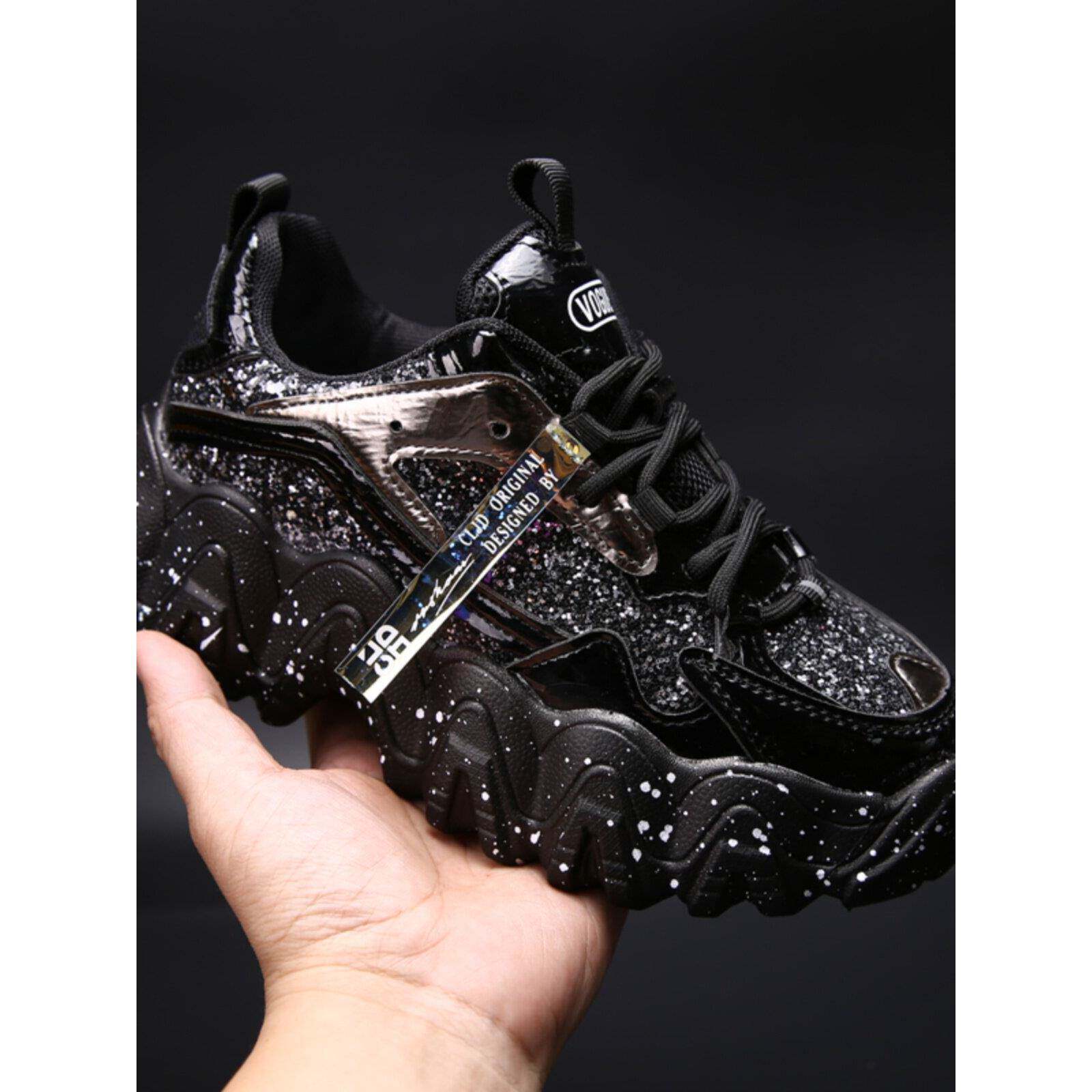 时尚品牌2025新款Trbottomy网红厚底增高鞋时尚超级热莱茵石光泽