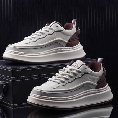 高级感潮牌时尚百搭休闲板鞋男款2025秋季新款软底舒适增高男鞋子