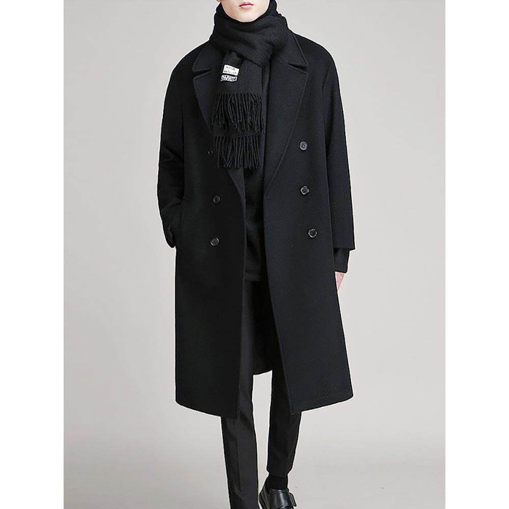 男士双面羊绒大衣男中长款过膝韩版潮流修身秋冬季加厚毛呢子外套