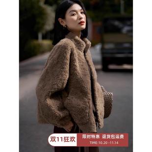 泰迪卷皮毛一体羊羔毛外套女2025冬新款全羊毛颗粒羊剪绒皮草大衣