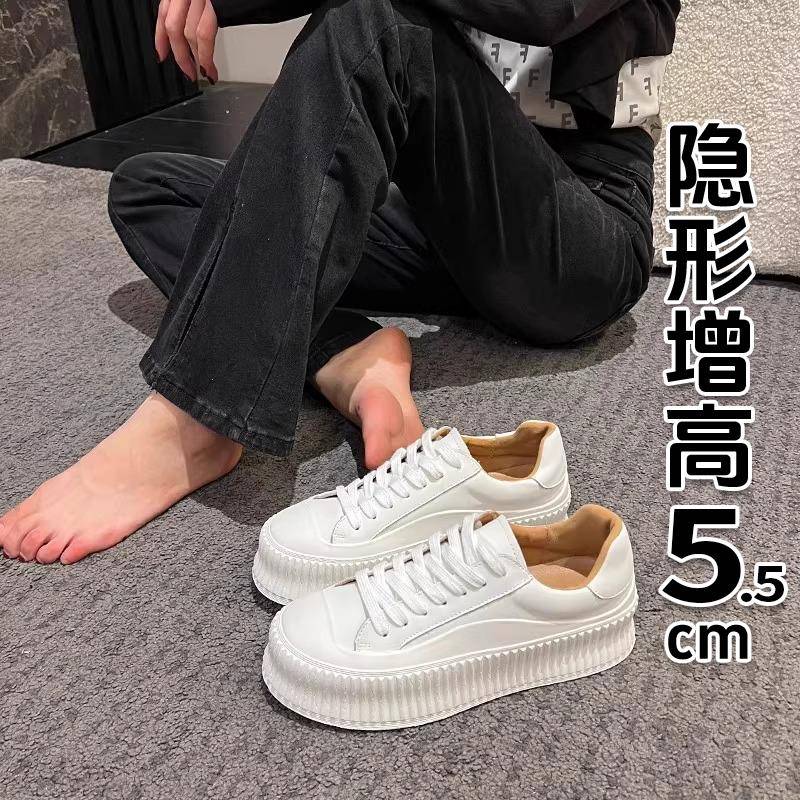 香港饼干鞋真皮小白鞋女2025新款春秋季厚底休闲鞋松糕底百搭板鞋