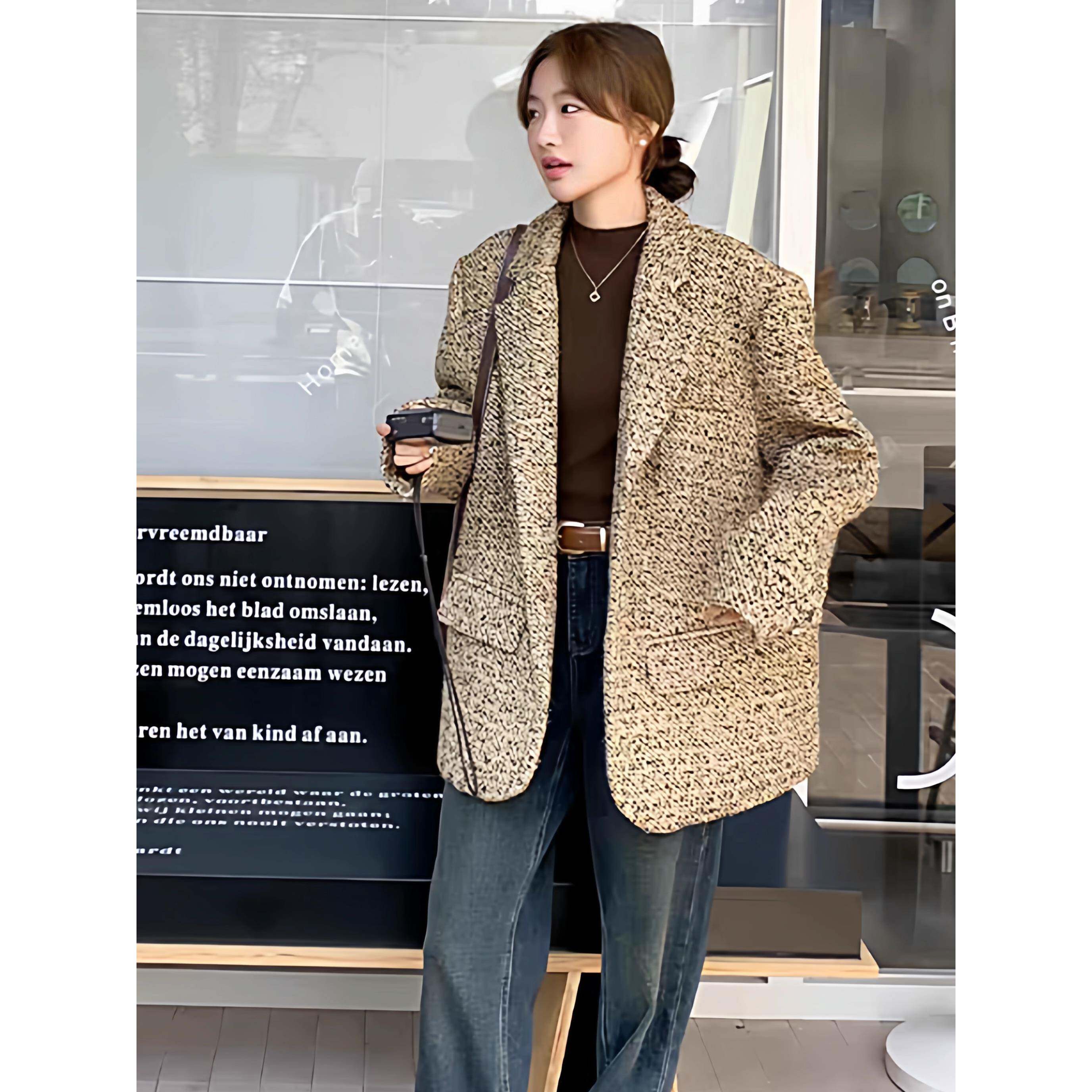 韩版羊毛呢小西装外套女冬季小香风短款宽松夹棉呢子小个子大衣