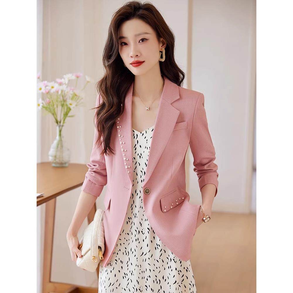 粉色职业小西装外套女小个子2025秋冬新款上衣休闲气质高级感西服