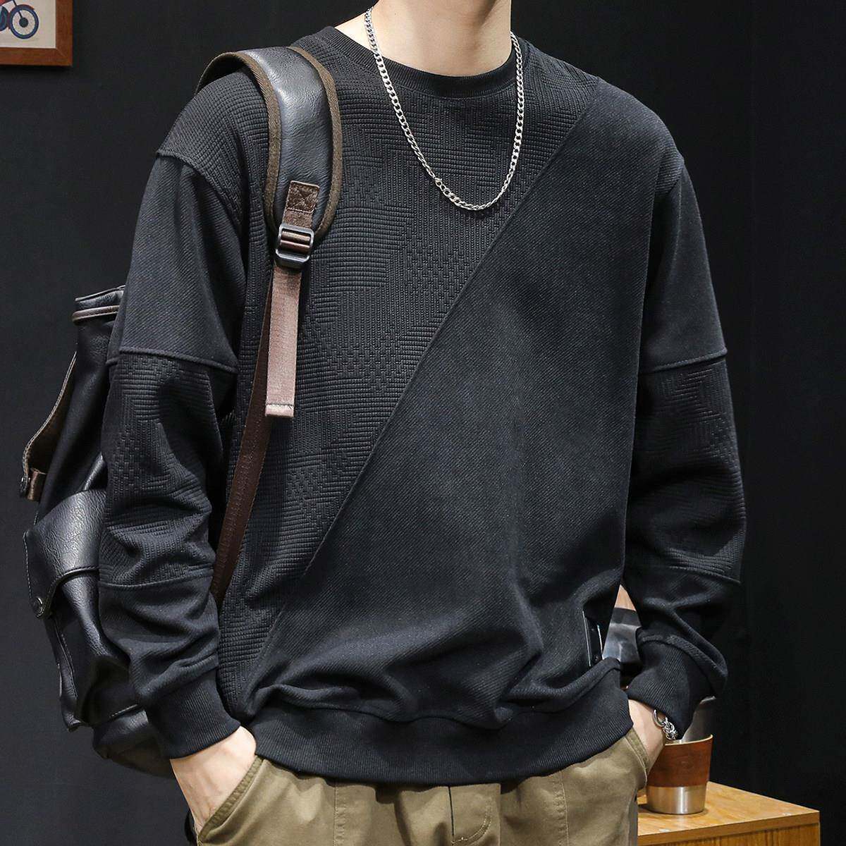 潮牌1212加绒卫衣男春秋款拼接男款衣服秋季新款男士长袖大码男装