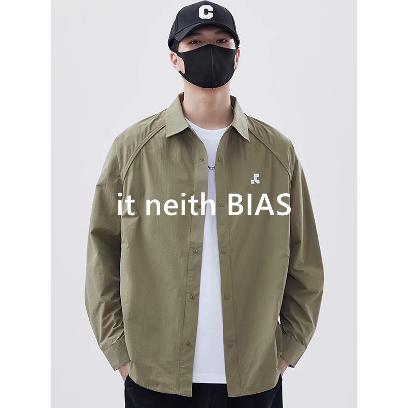 it neith BIAS长袖衬衫男春秋2025新款宽松休闲大码衬衣薄款外套