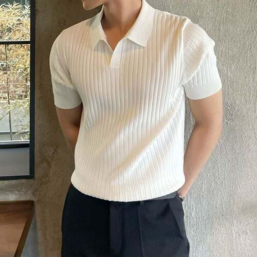 Upscale潮人 polo衫男短袖夏季薄款高级纯色针织衫简约百搭上衣