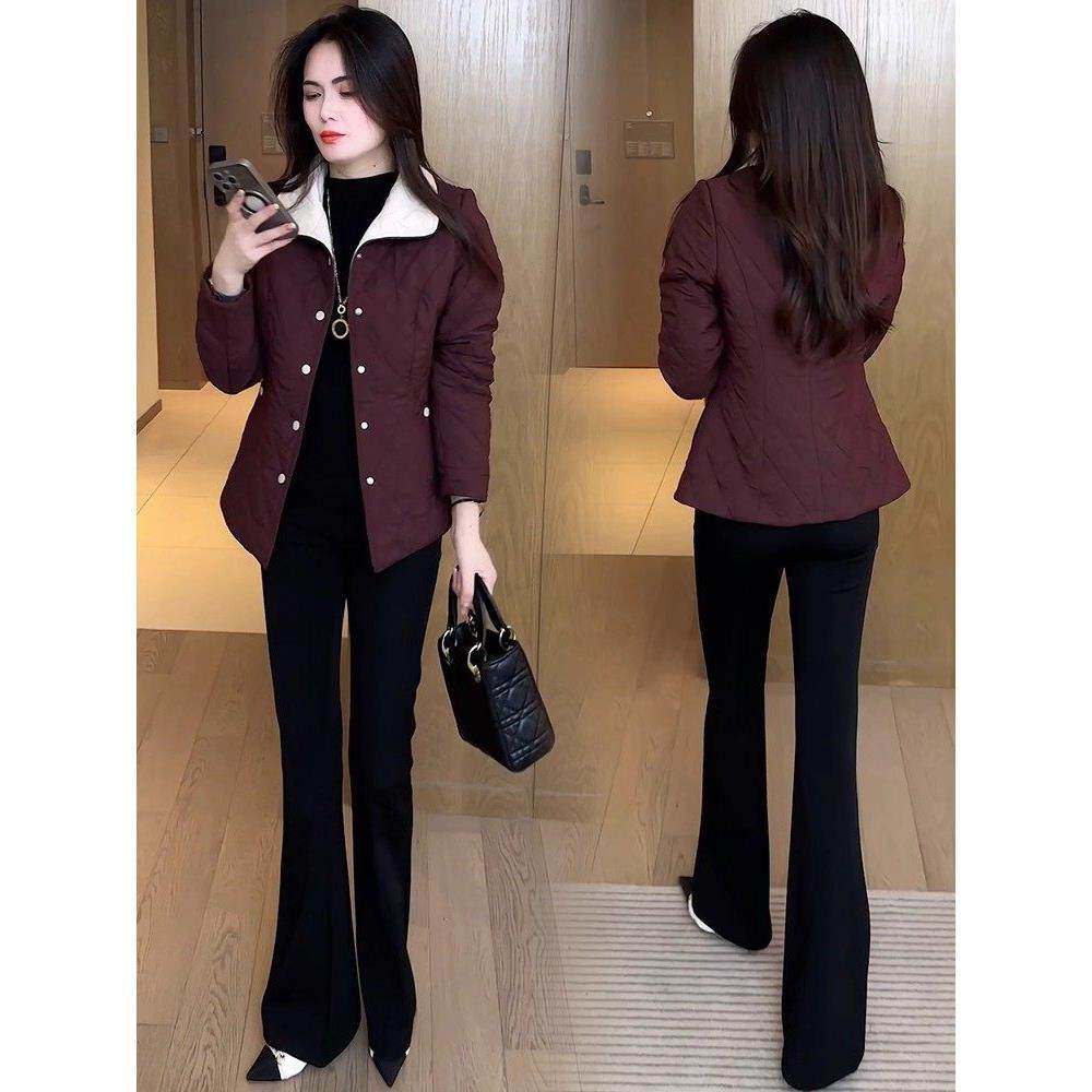 香港代购轻薄短款棉衣女秋冬新款修身显瘦小个子百搭保暖棉服外套