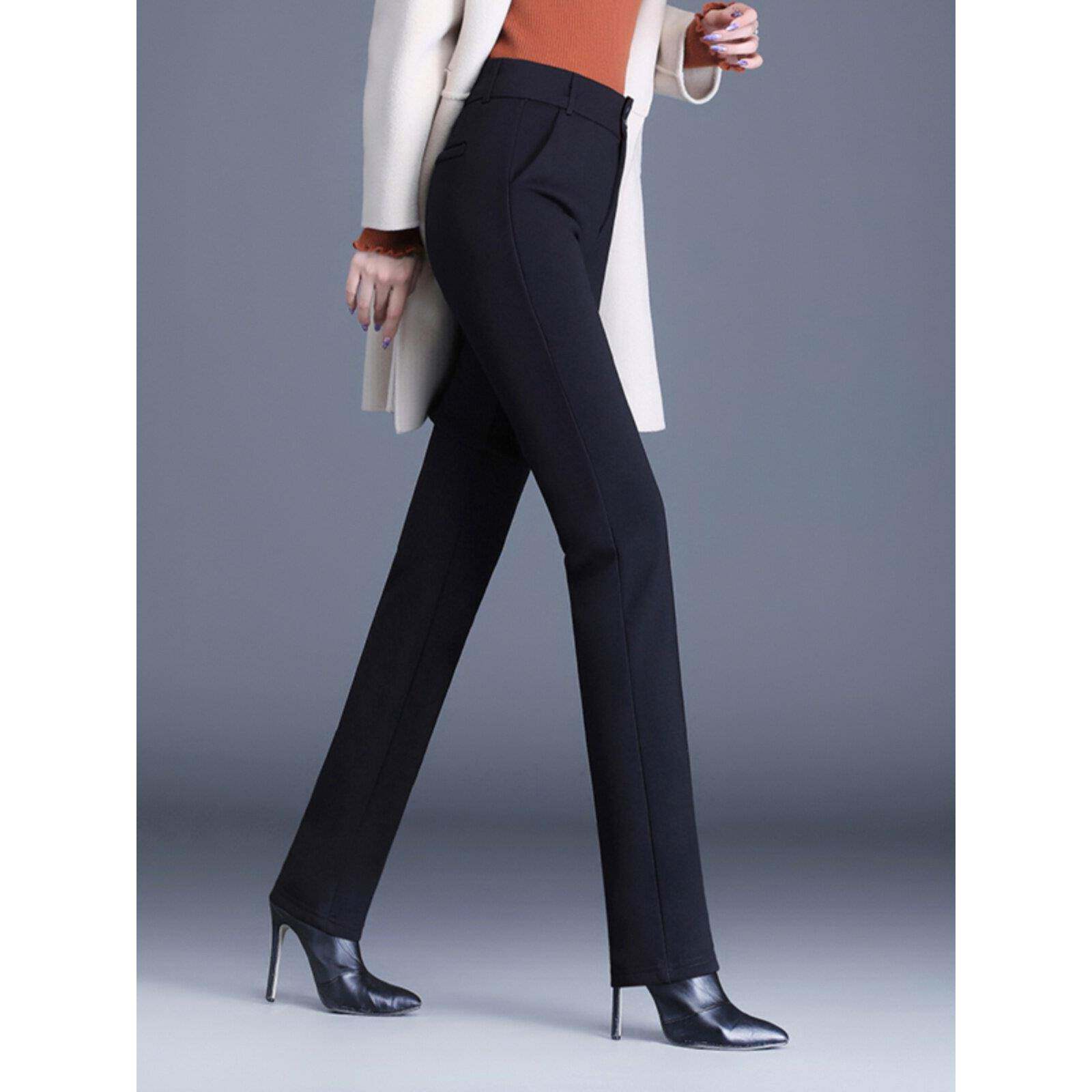 高端直筒裤女2025春秋新款窄版高个子加长烟管裤西装黑色加厚长裤