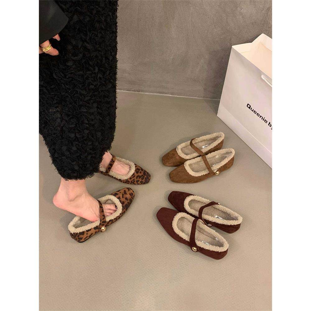 香港平底绒面豹纹单鞋女鞋子2025新款秋季加绒毛毛鞋玛丽珍棉鞋,女鞋,玛丽珍鞋,淘宝优惠券,粉丝福利购,淘宝优惠卷