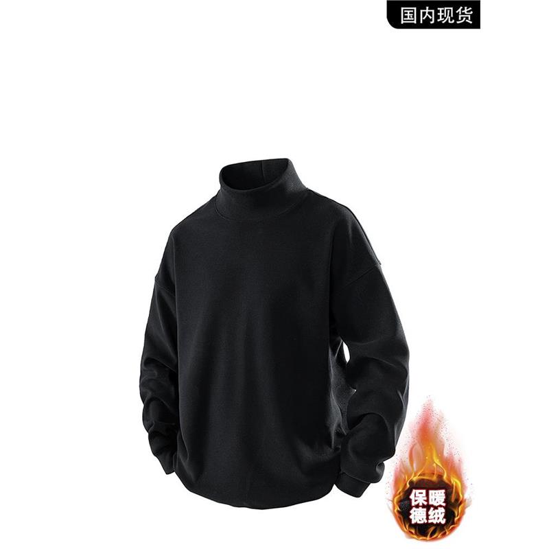 MAROLIO~冬季新款德绒保暖半高领男士打底衫