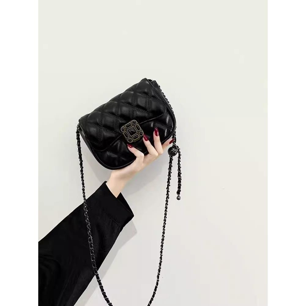 专柜品质！真皮小包包女式2025牛皮菱格炼条包高级百搭单肩斜挎包