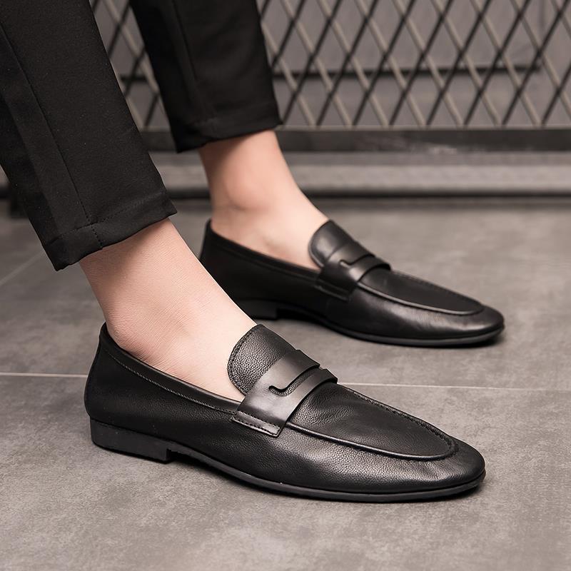 春季新款豆豆鞋男韩版潮流软面软底男鞋潮鞋透气懒人一脚蹬真皮鞋