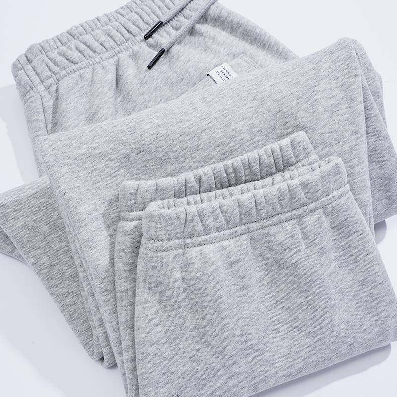 MAROLIO~秋冬磨毛加绒加厚束脚卫裤男女款松紧腰宽松运动休闲长裤