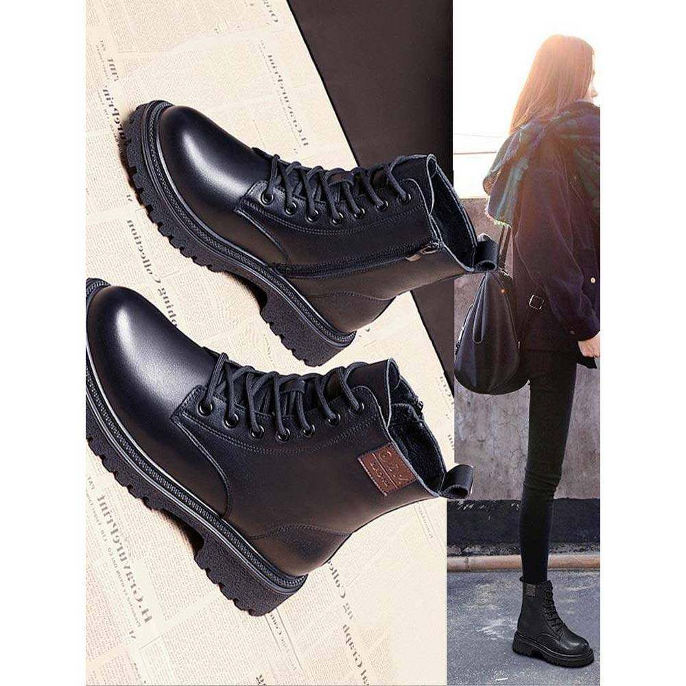 潮牌冬季马丁靴女短靴2025年新款爆款女鞋子显瘦加绒女款真皮靴子