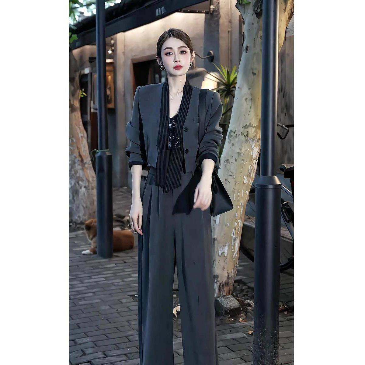 欧洲站秋装2025年新款御姐轻熟风西装套装女职业气质阔腿裤两件套,女装/女士精品,时尚套装,淘宝优惠券,粉丝福利购,淘宝优惠卷