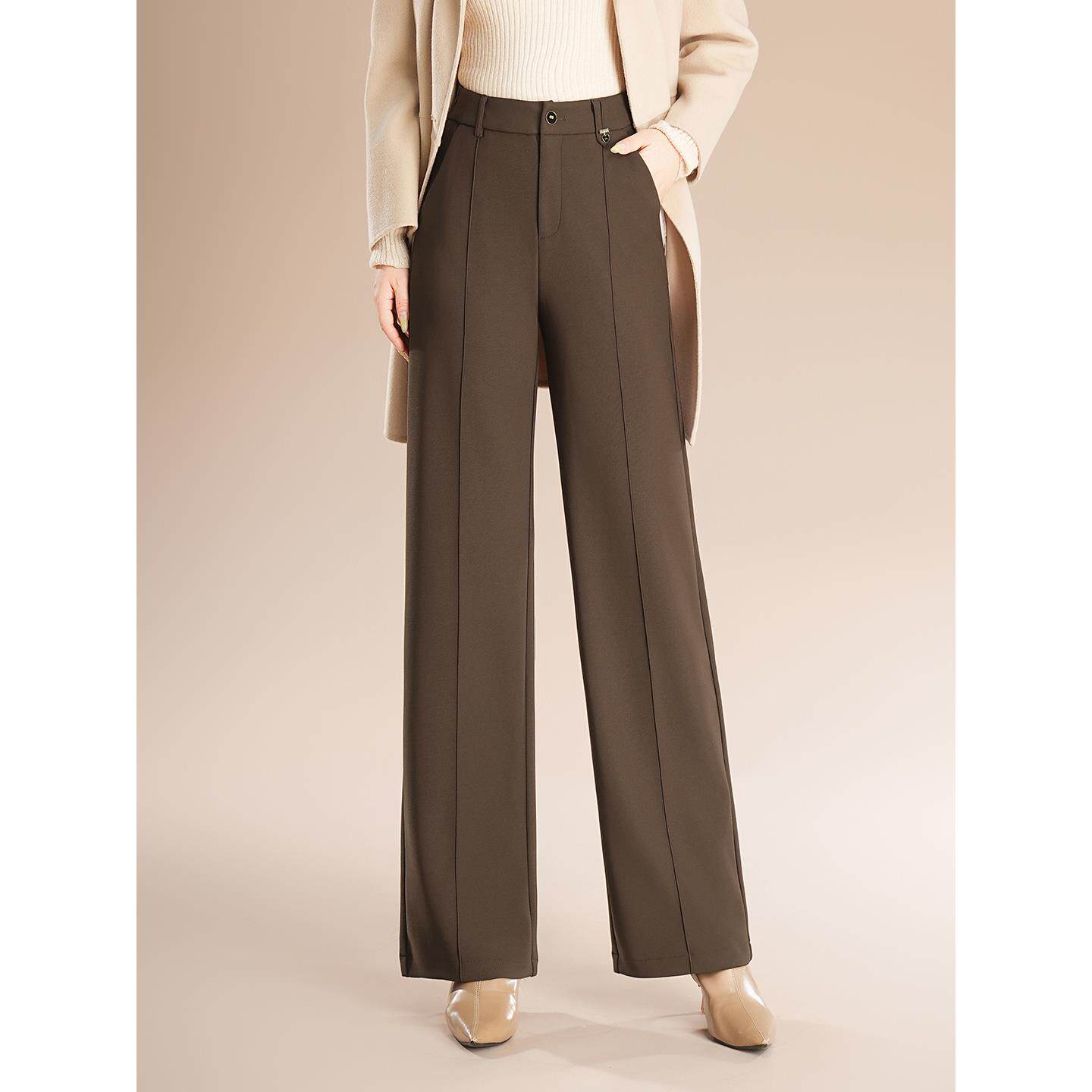 高端冬季加绒阔腿裤女2025秋季新款高腰显瘦直筒裤妈妈休闲西装裤